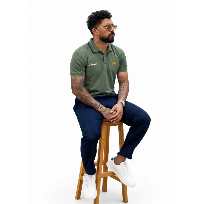 Signature Mens Lion Logo Polo T Shirt